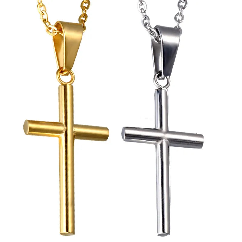 Pendentif croix en acier inoxydable mixte