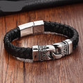 Bracelet cuir tressé homme acier inoxydable